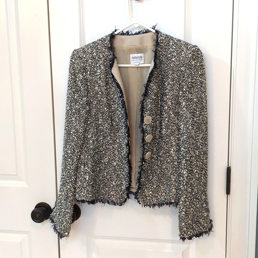 Armani Collezioni blue/black/white/tan Blazer